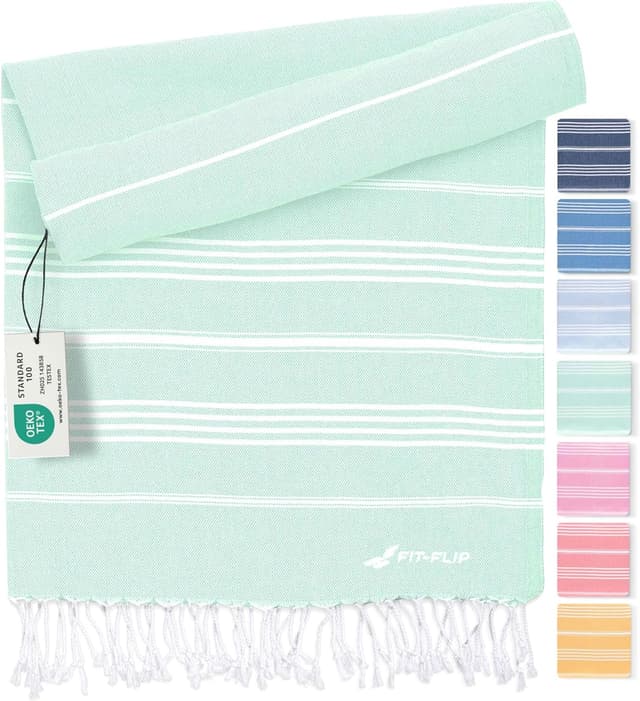 Detalle de Fit-Flip Telo hammam Aqua in cotone 100% XXL 100x200 cm – asciugatura rapida e antisabbia