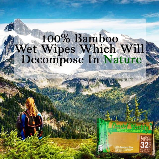 Detalle 2 de Ace Travel Buddy Large Body Wet Wipes (No Rinse) – 32 Bamboo Wipes for Gym, Travel, Camping & Showers