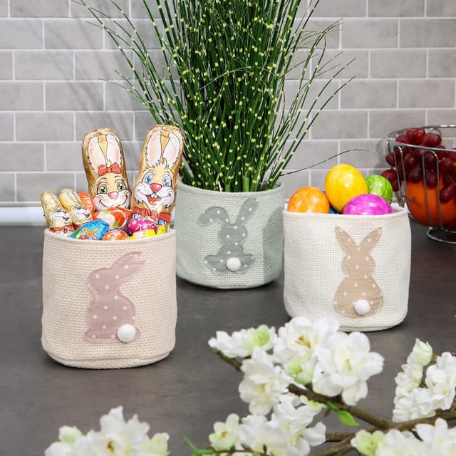 Detalle 2 de com-four 3X Jardinières de Pâques Ø 12 cm 🌷