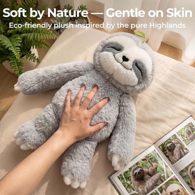 Detalle de Mewaii Weighted Sloth Teddy Plush (1.5KG) – 38cm soft weighted anxiety cuddle toy