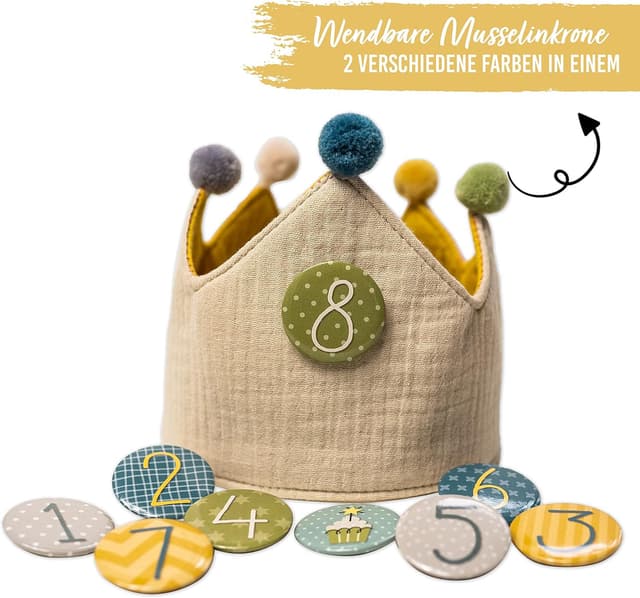 Thumbnail 1 de Papierdrachen Geburtstags Krone Musselin 1-8