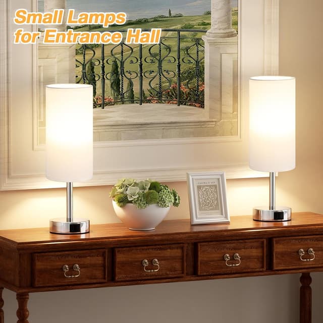 Detalle de Aooshine White Bedside Lamps Set of 2