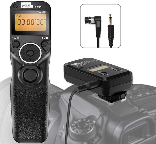 Detalle de Pixel kabellose Kamera-Fernauslöser Timer TW-283 DC0 für Nikon (Funk + Kabel) und Intervallaufnahmen