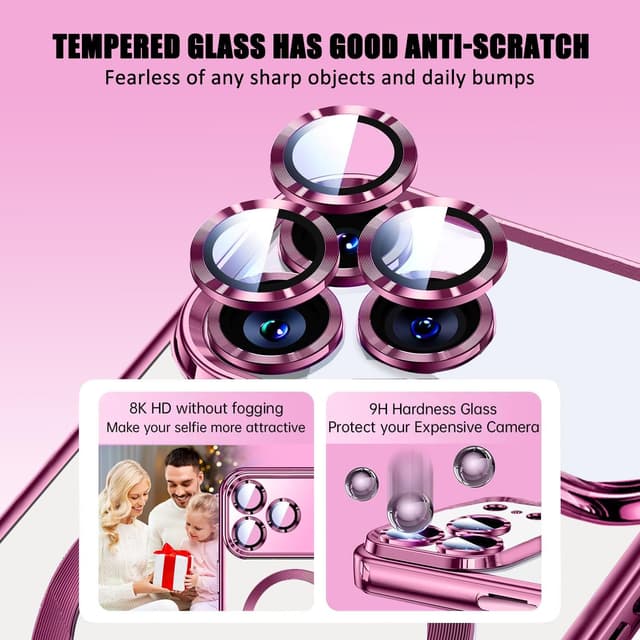 Detalle de Misscase Magnetic Clear Case for iPhone 17 Pro (6.3 inch) with Camera Lens Protector & Privacy Screen (Pink)