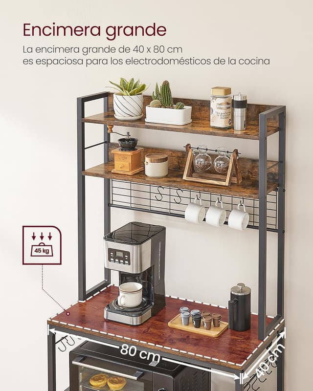 Thumbnail 6 de VASAGLE Estantería de Cocina con Toma de Corriente ⚡