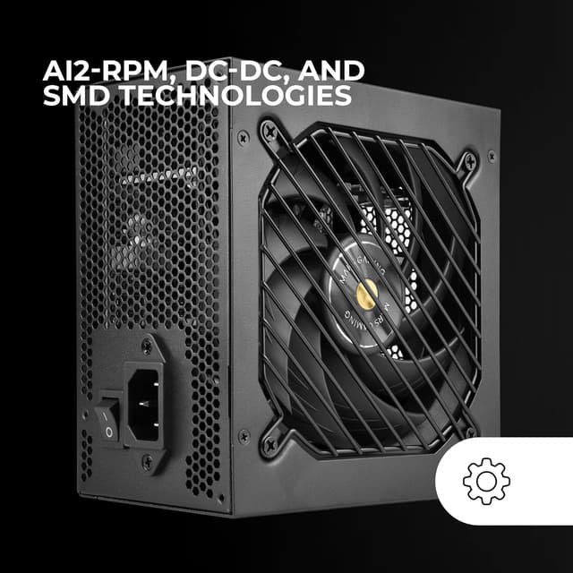 Detalle de Mars Gaming MPB750SI alimentatore ATX 750W 80 Plus Bronze 230V con ventola “SI” ultra-silenziosa e 7 anni di garanzia