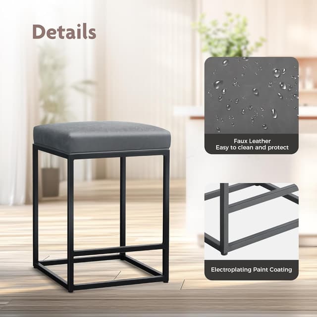 Thumbnail 5 de ALPHA HOME Sgabello da bar 61 cm grigio 2 pezzi