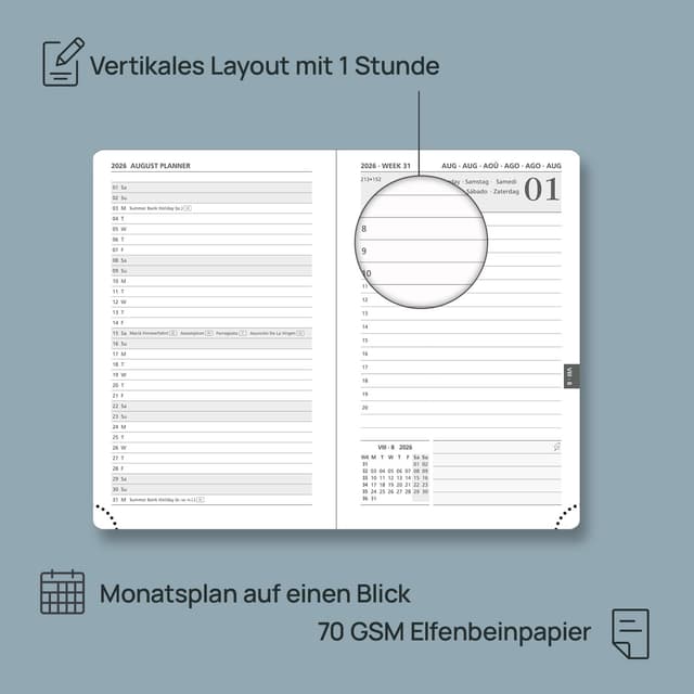 Detalle 2 de POPRUN Kalender 2026 Tagesplaner 21,5 x 14,5 cm đź“’