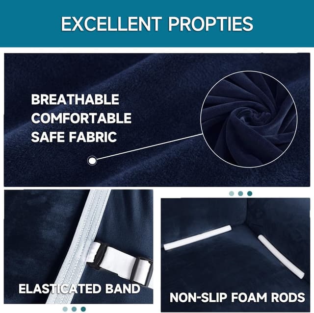 Thumbnail 4 de YSTELLAA Copridivano Velluto 3 Posti blu scuro 🛋