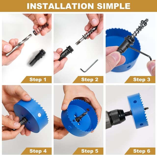 Detalle de HYCHIKA Scie cloche 100 mm en bi-métal HSS M42 pour bois, plaques de plâtre et plastiques souples