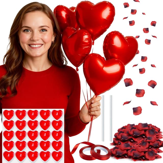 Detalle de Valentines decoration set, 1000 fake rose petals