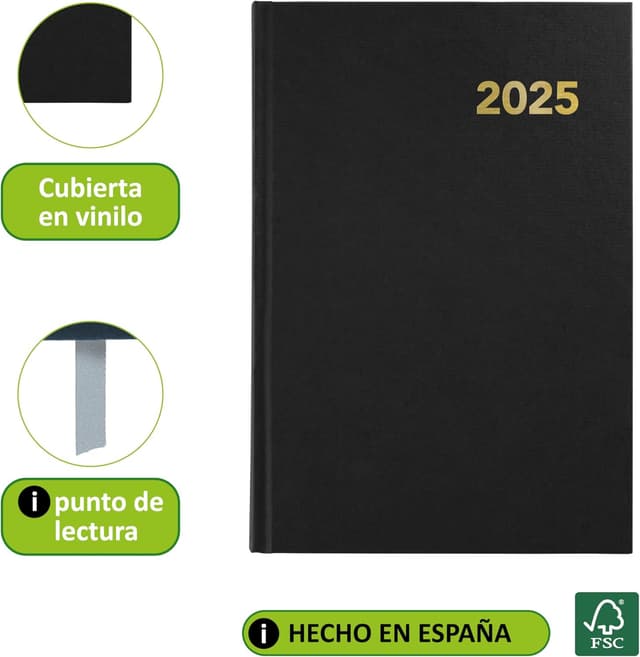 Detalle de Grafoplas Agenda 2025 annuel 1 jour par page Bretagne noir 14,5 x 21 cm (espagnol) – couverture rigide