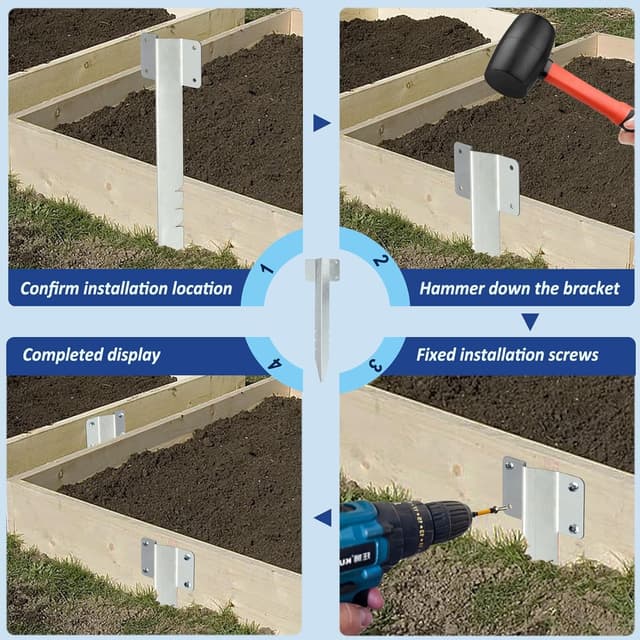 Detalle de Xyxu Railway Sleeper Brackets (10 Pack) for Timber Raised Beds, Garden Edging & Path Borders
