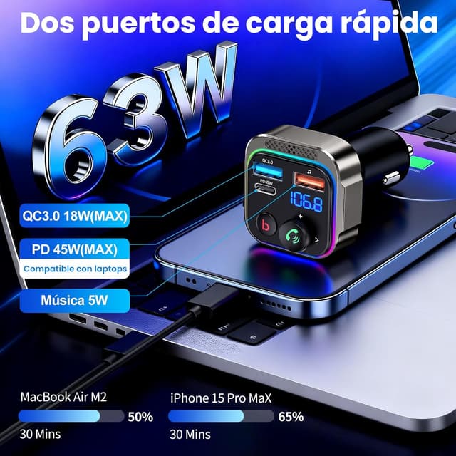 Thumbnail 2 de GizmoVine Bluetooth Coche Transmisor FM 5.4