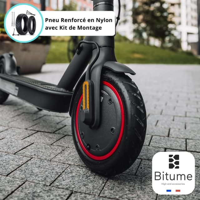 Detalle de Bitume pneu renforcé 8,5 pouces pour trottinette électrique (avant/arrière) + chambre à air et kit de montage