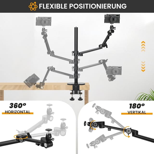 Detalle de TARION Tischstativ Kamera Tischhalterung mit Klemmstativ, flexibler Gelenkarm & Tablet-Klemme (Titanrig Lite Z)