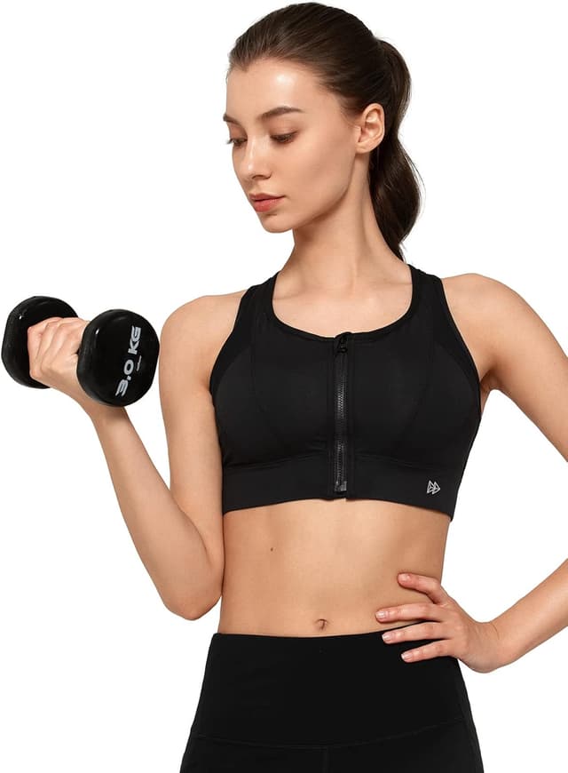 Thumbnail 6 de Yvette High Impact Zip Front Sports Bra with Mesh Racerback for Women (High Support)