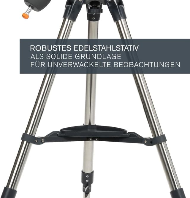 Detalle de Celestron AstroMaster 130EQ Motor Drive Newton-Reflektor (31051) – mit Motorantrieb und Zubehör