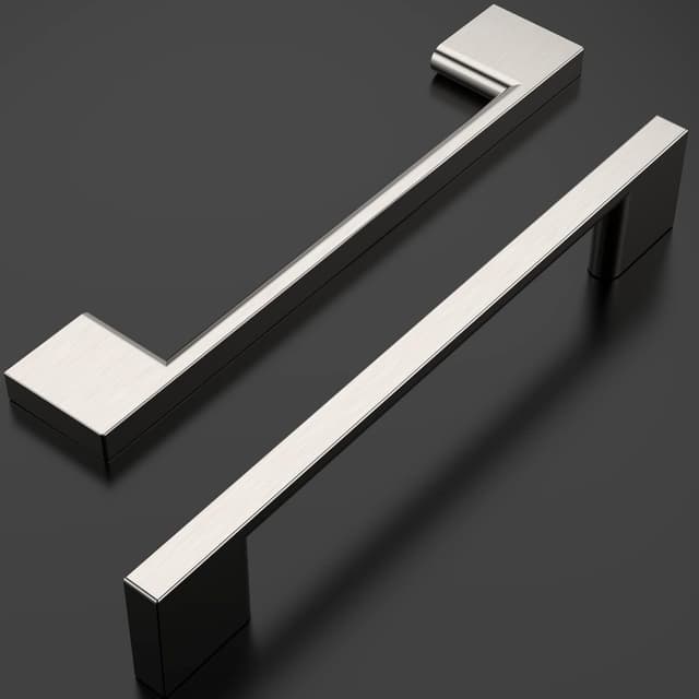 Detalle de Amerdeco set 5 maniglie per mobili da cucina con interasse fori 128 mm nichel satinato spazzolato UK0035