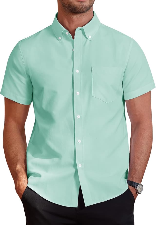 Thumbnail 6 de J.VER Men’s Short Sleeve Smart Casual Oxford Shirt (Regular Fit, Plain Button-Down, Cotton)
