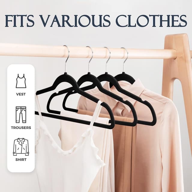 Thumbnail 2 de HOUSE DAY Velvet Non-Slip Suit Hangers 60-pack 👔