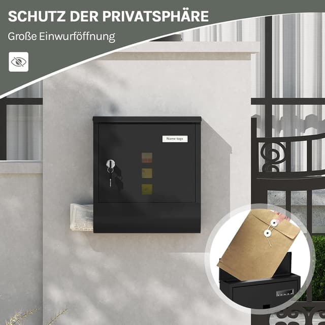 Detalle 2 de WOLTU Briefkasten mit Zeitungsfach 30,5x33,5x9 cm 📮