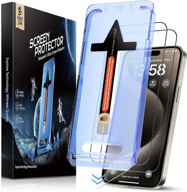 Detalle de MAGIC JOHN 2 Pack iPhone 15 Pro Max 6.7in screen protector