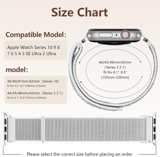 Detalle 2 de CeMiKa Nylon Loop Strap for Apple Watch (grey) – breathable velcro sport band for 38/40/41/42mm models