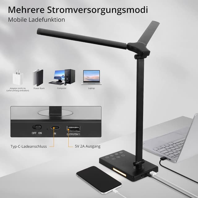 Thumbnail 5 de iVict Zweikopf Schreibtischlampe mit Touch Steuerung