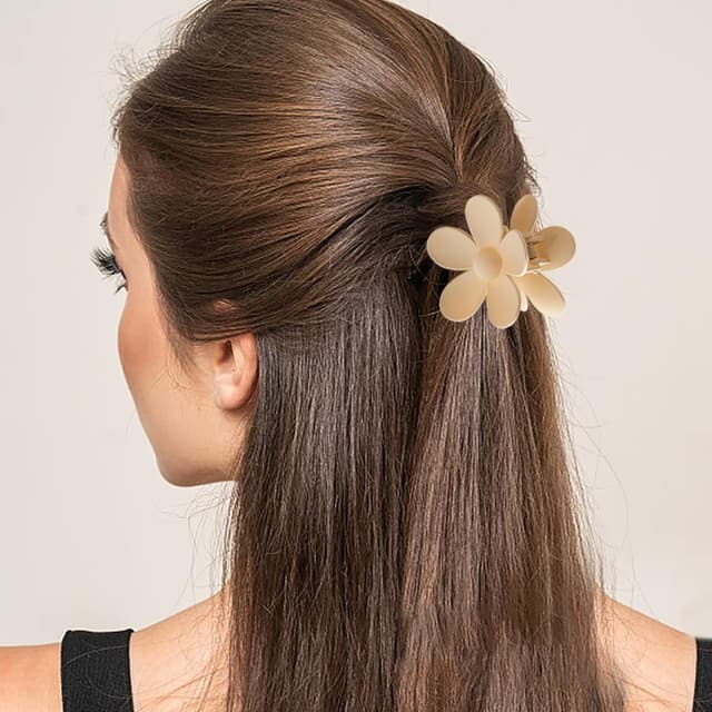Detalle de HBselect 8er-Set Haarklammern mit Blume & Kralle – Hairclips für dickes Haar, rutschfest, neutrale Farben (Variety Pack)
