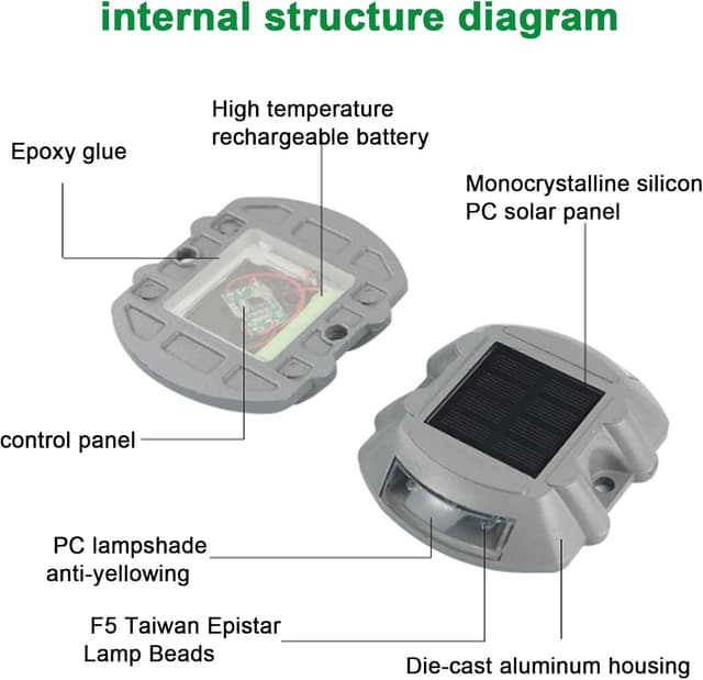 Detalle de Lampada da strada solare in fusione di alluminio con 6 LED bianco lampeggiante