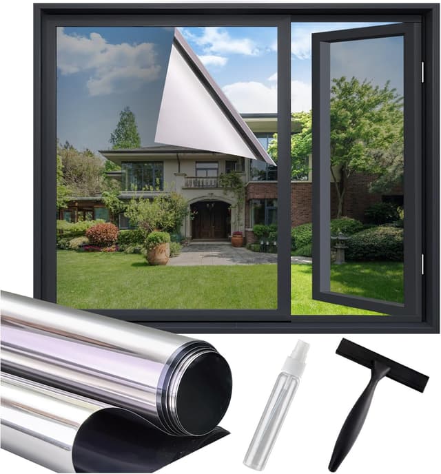 Detalle de Spiegelfolie Silber 90x400 cm für Sichtschutz