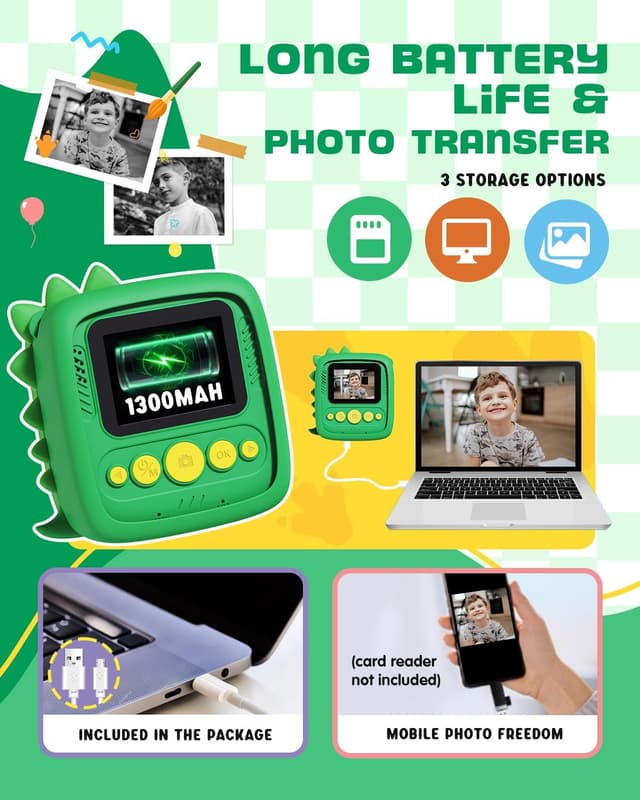 Detalle 2 de Kids Instant Print Camera 1080P for Ages 3–9