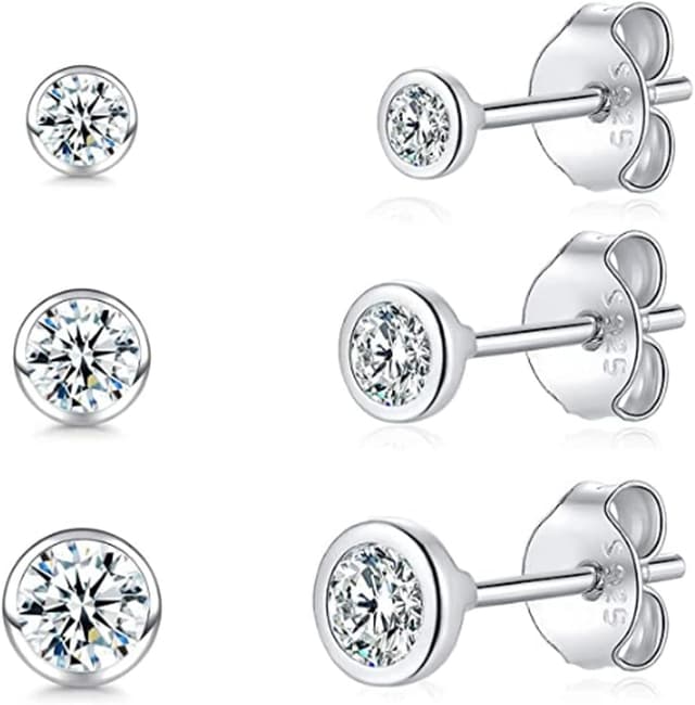 Thumbnail 5 de Sterling Silber Ohrstecker mit 3 mm Zirkonia