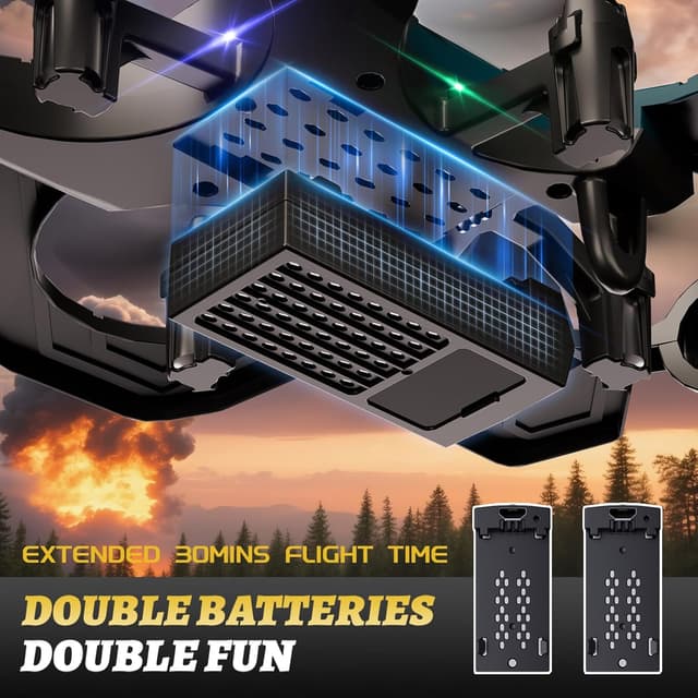 Thumbnail 3 de 4DRC V50 RC plane with 2 batteries and lights ✈