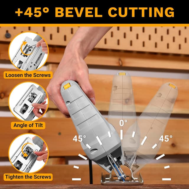 Thumbnail 5 de DEKOPRO 400W Electric Jigsaw Tool (Variable Speed 0–3000 SPM) with ±45° Bevel Cutting & 8 Blades