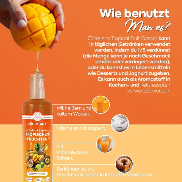 Detalle 2 de Zühre Ana Extrakt aus tropischen Früchten (640 g) – für Drinks, Joghurt & Desserts