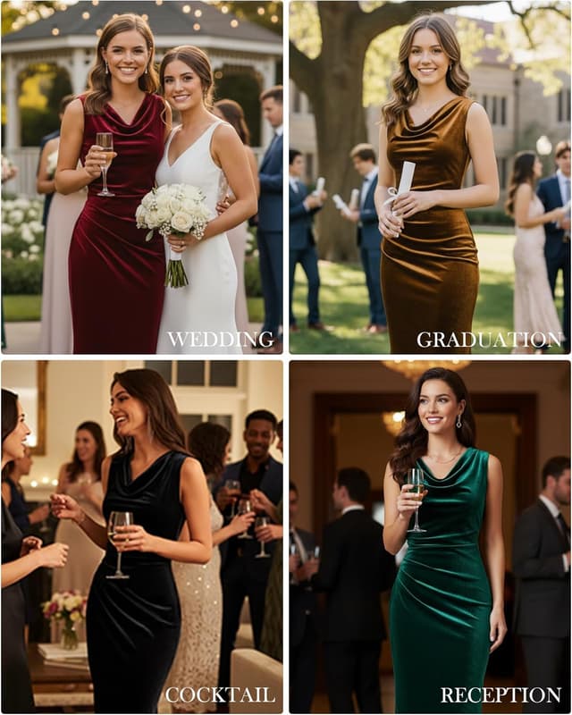 Thumbnail 4 de GRACE KARIN 2025 Velvet Cowl Neck Mermaid Maxi Dress