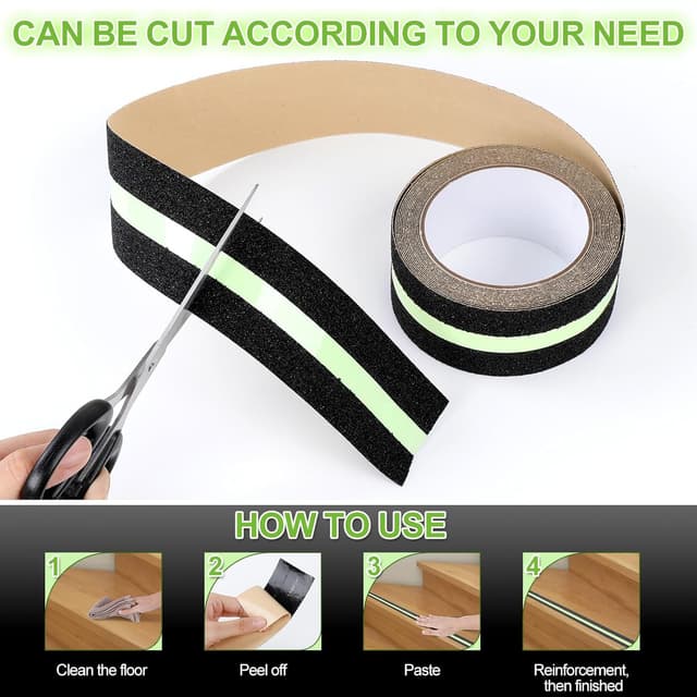 Detalle 2 de AiQInu nastro antiscivolo fluorescente 5 m x 5 cm con luce nel buio