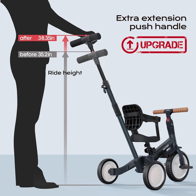 Detalle 1 de newyoo TR007 5-in-1 toddler trike for 1–3 year olds (dark grey)