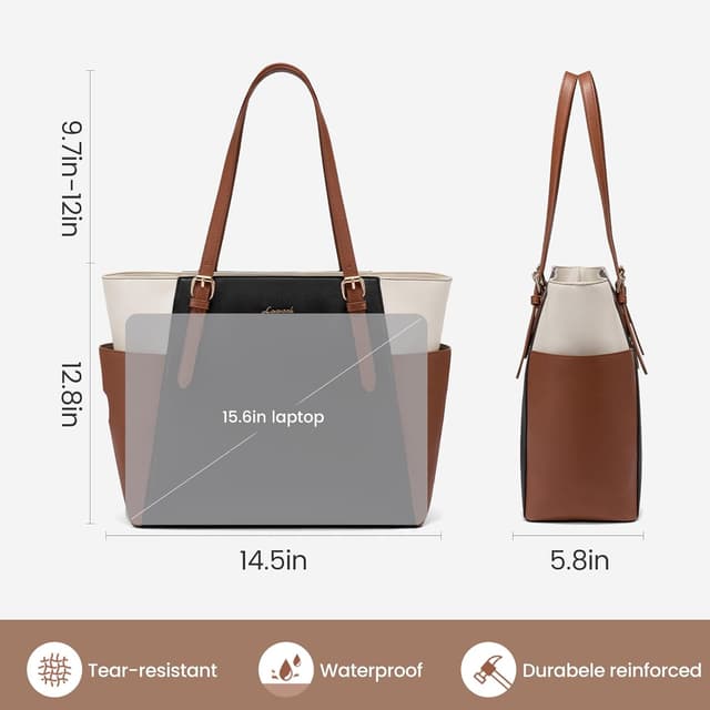Thumbnail 4 de LOVEVOOK Leather Work Tote Bag 15.6-inch 💼