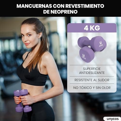 Detalle 2 de unycos Par Mancuernas Neopreno 4 kg