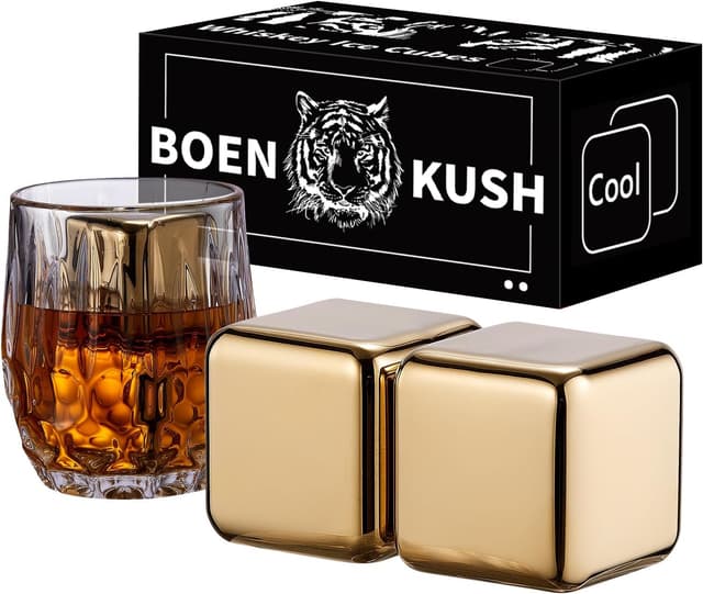 Imagen de Whisky Steine – 2 große Edelstahl Würfel 4 cm en OfertitasTOP