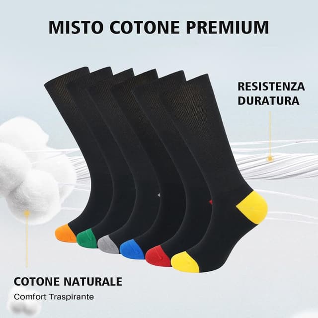 Detalle de PUTUO Calzini diabetici extra larghi senza elastico (uomo e donna) in cotone, 6 paia