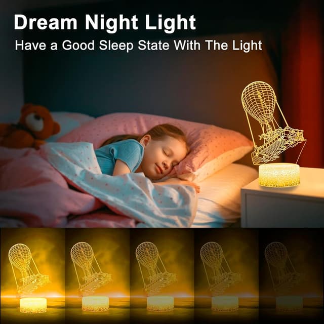 Detalle 2 de Hoofun hot air balloon 3D LED night light