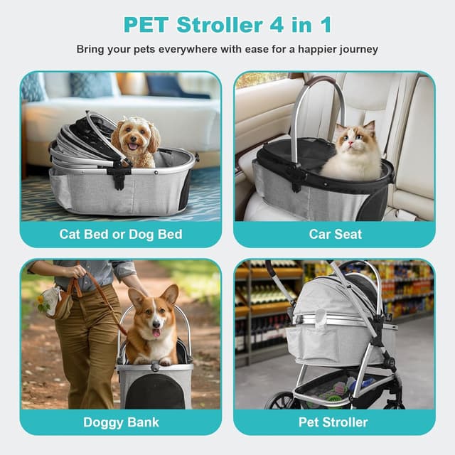 Detalle 1 de DAISTERN Passeggino per cani 4 in 1 fino 25 kg