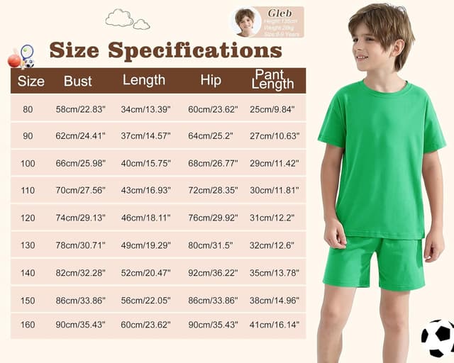 Thumbnail 6 de Hotfiary boy & girl 2-piece cotton summer set (short-sleeve T-shirt and shorts) for toddlers and kids