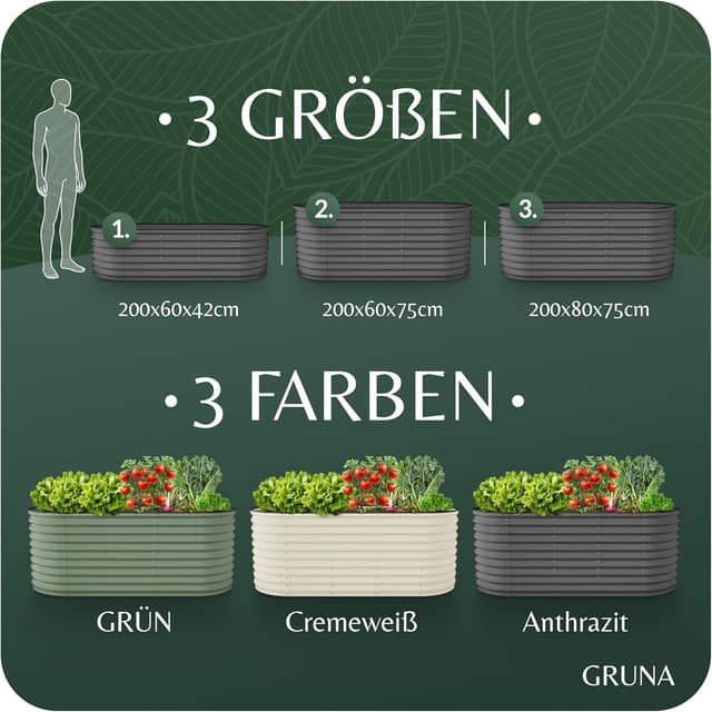Detalle de GRUNA letto rialzato in metallo 200x80x75 cm (kit 6 in 1) antiruggine, con griglia anti-arvicole