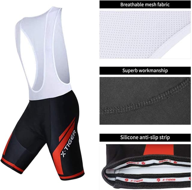 Detalle de X-TIGER Ciclismo Uomo 5D Gel: salopette pantaloncini imbottiti con cuscinetto gel