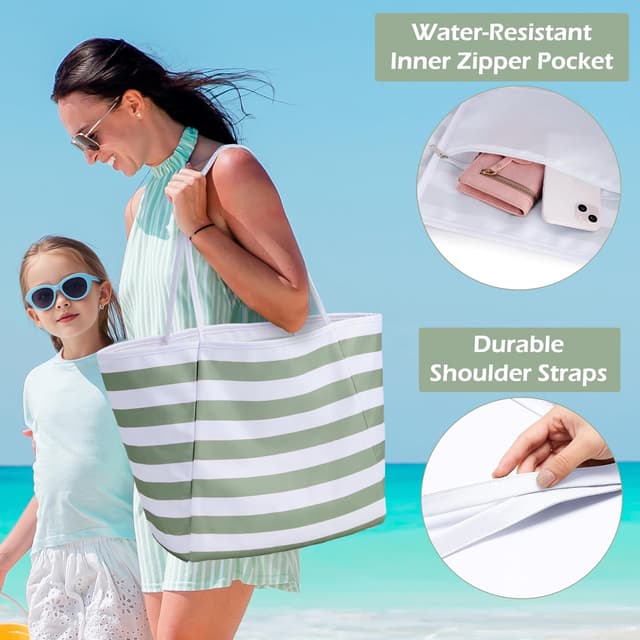 Detalle de KALIDI Strandtasche XXL Familie – wasserdichte Badetasche für Strand, Reisen und Einkaufen